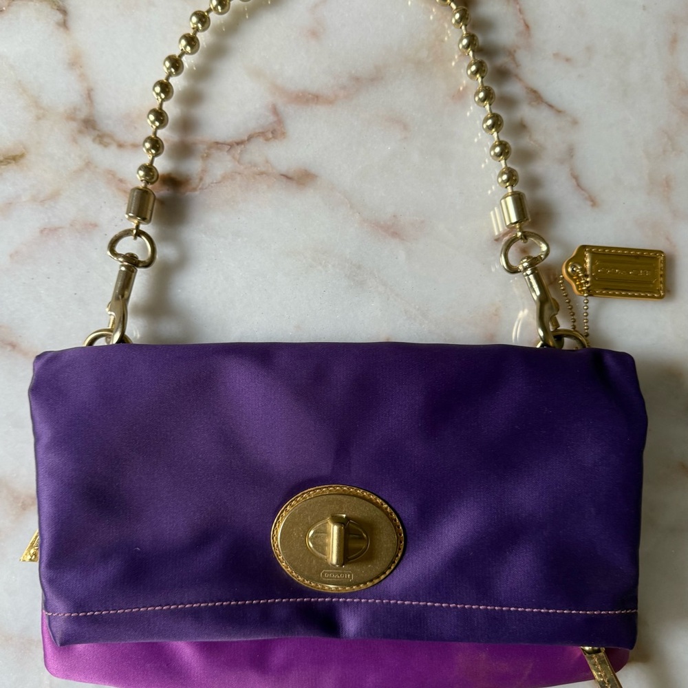 Coach Purple and Gold Shoulder Bag